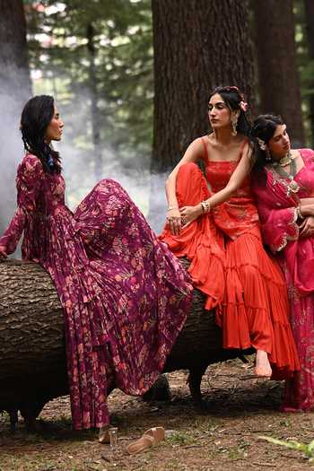 Paulmi And Harsh Red Kurta Crepe, Sharara Georgette And Dupatta Net Cutdana, Floral Print, Set Online at Aza Fashions Paulmi And Harsh_Red Kurta Crepe, Sharara Georgette And Dupatta Net Cutdana, Floral Print, Set _Online_at_Aza_Fashions
