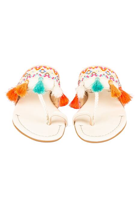 Shop_Vanilla Moon_Ivory Lily Toe Ring Flats_at_Aza_Fashions