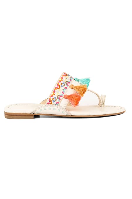 Vanilla Moon_Ivory Lily Toe Ring Flats_Online_at_Aza_Fashions