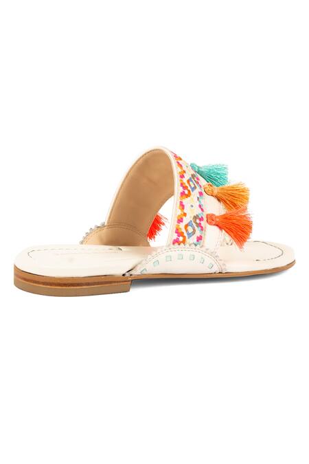 Buy_Vanilla Moon_Ivory Lily Toe Ring Flats_Online_at_Aza_Fashions