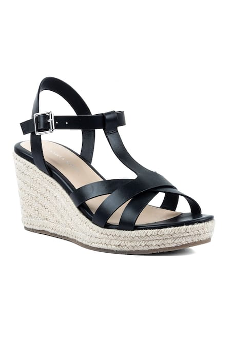 Vanilla Moon_Black Naila Strappy Wedges_Online_at_Aza_Fashions