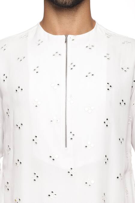 Shop_Paresh Lamba Signatures_Green Georgette Embroidery Mirror Bundi And Kurta Set _Online_at_Aza_Fashions