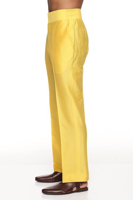 Paresh Lamba Signatures_Yellow Cotton, Georgette Floral Tie Dye Kurta Set_at_Aza_Fashions
