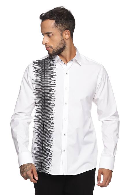 Buy_Paresh Lamba Signatures_White Cotton Lace Embroidered Shirt_Online_at_Aza_Fashions