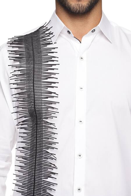 Shop_Paresh Lamba Signatures_White Cotton Lace Embroidered Shirt_Online_at_Aza_Fashions