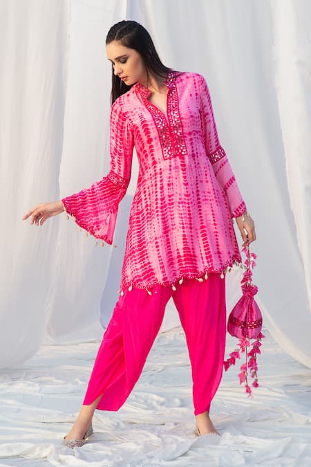 Bharat Adiani Tie Dye Kurta & Dhoti Pant Set 