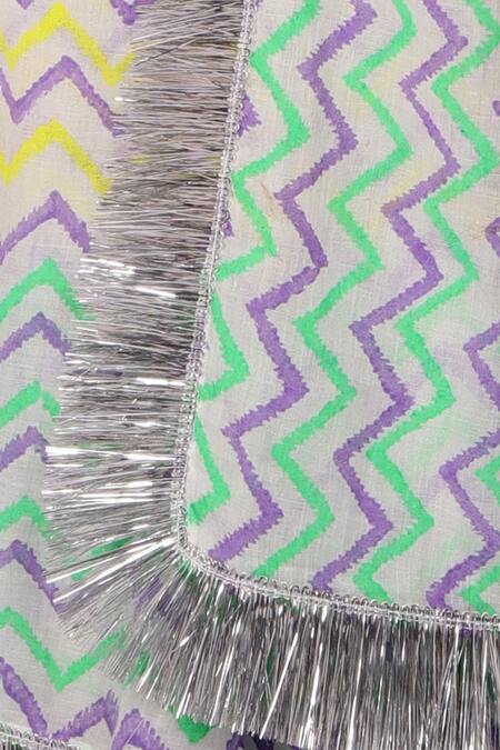 Anita Kanwal Multi Color Mulmul Printed Leheriya Saree at Aza Fashions Anita Kanwal_Multi Color Mulmul Printed Leheriya Saree _at_Aza_Fashions