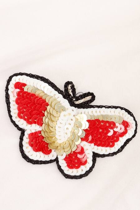 Anita Kanwal_White Poly-organza Butterfly, Polka Dot Embroidered Saree_at_Aza_Fashions