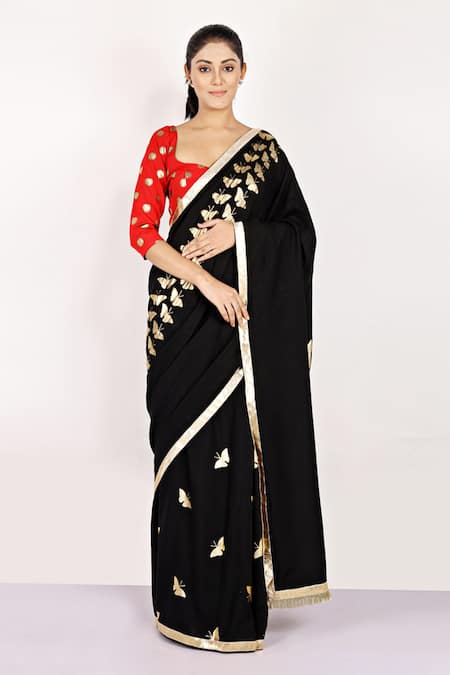 Anita Kanwal Butterfly Foil Print Saree 