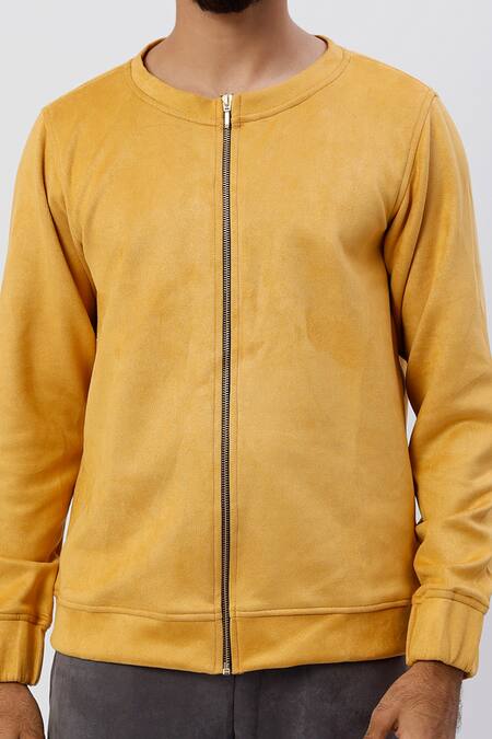 Emblaze_Yellow Suede Jacket _Online_at_Aza_Fashions