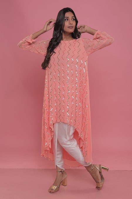 Seams Pret And Couture Fiona Embroidered Tunic & Dhoti Pant Set 