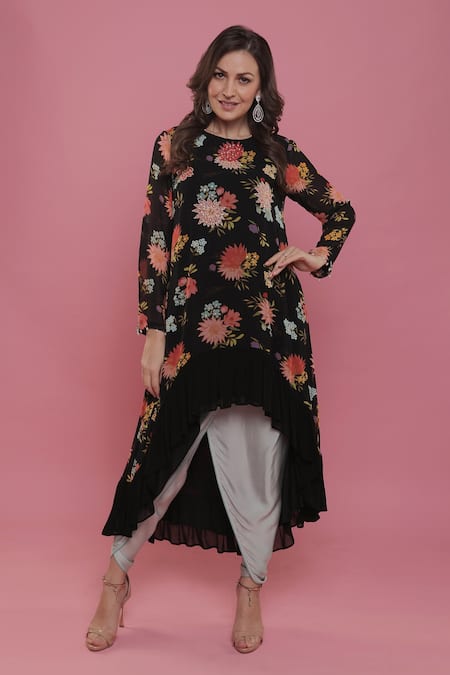 Seams Pret And Couture Hycinth Printed Tunic & Dhoti Pant Set 