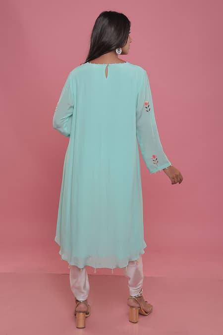 Seams Pret And Couture Naisha Floral Applique Tunic & Dhoti Pant Set 