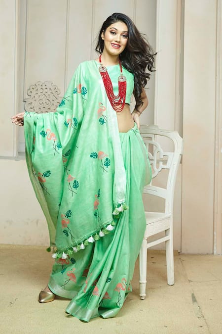 Anita Kanwal Flamingo Print Saree 