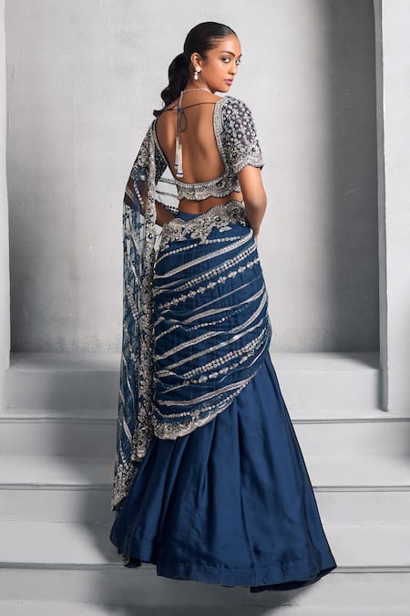 Buy Wedding Lehengas - Blue Traditional Embroidery Wedding Lehenga Choli