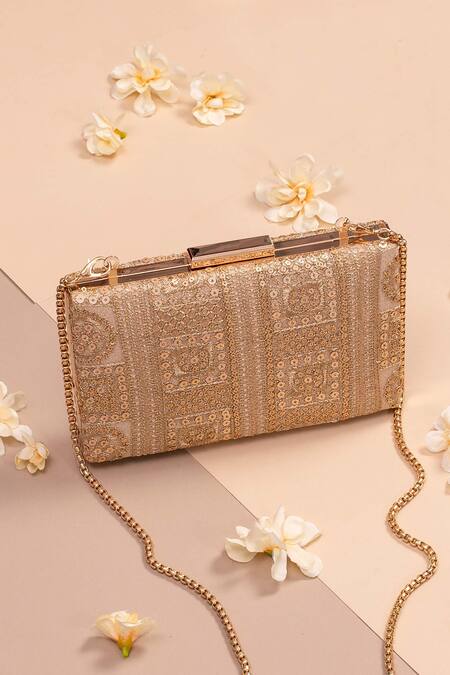 Rose gold cheap box clutch bag