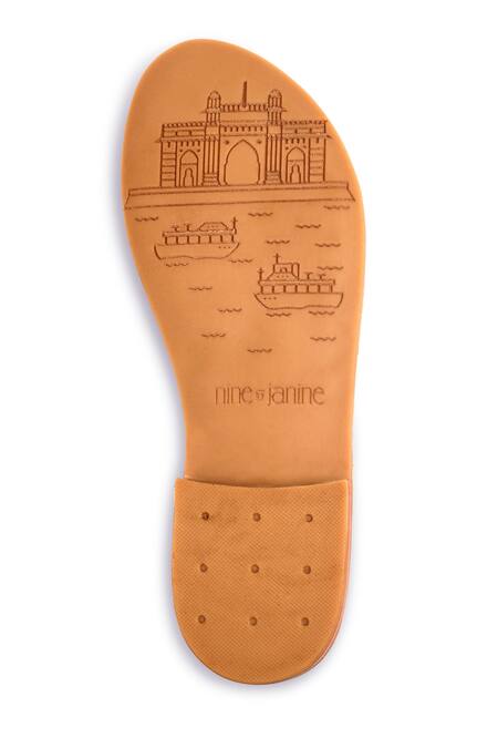 Shop Nine By Janine Gold Embellished Aurora Metallic Flats Online at Aza Fashions Shop_Nine By Janine_Gold Embellished Aurora Metallic Flats _Online_at_Aza_Fashions