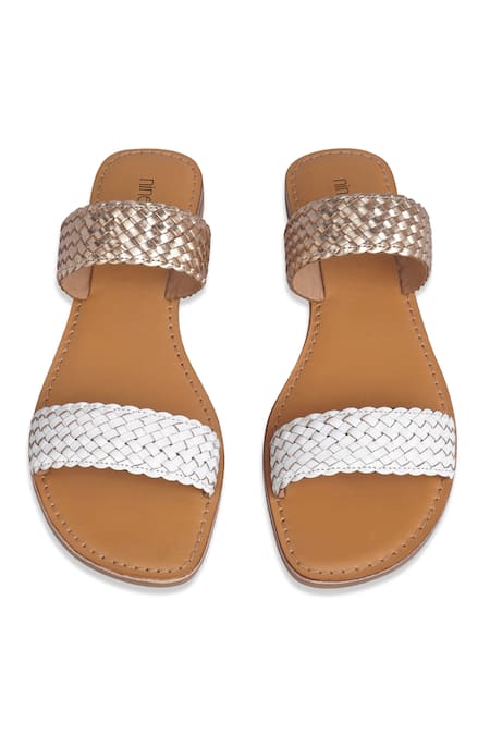 Shop Nine By Janine Gold Woven Stella Band Flats at Aza Fashions Shop_Nine By Janine_Gold Woven Stella Band Flats _at_Aza_Fashions