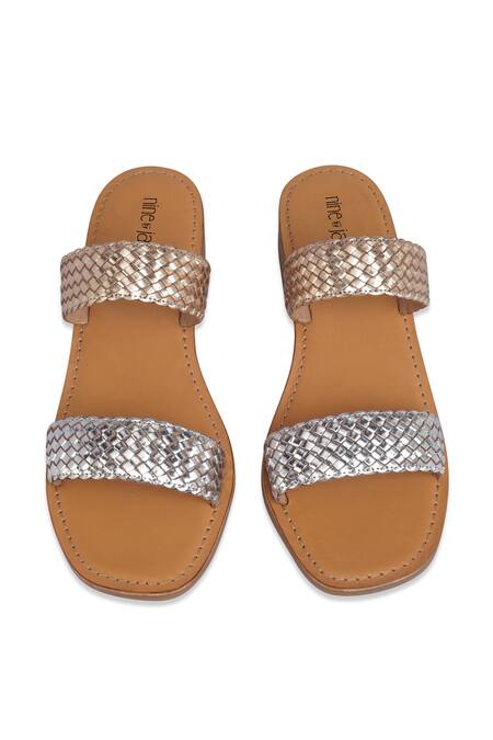 Shop Nine By Janine Gold Woven Stella Band Block Heels at Aza Fashions Shop_Nine By Janine_Gold Woven Stella Band Block Heels _at_Aza_Fashions