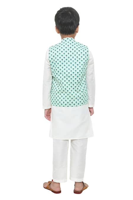 APRICOTKIDS Floral Printed Asymmetric Bundi Kurta Set 