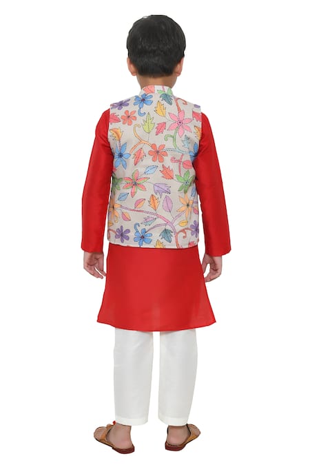 APRICOTKIDS Floral Printed Bundi & Kurta Set 