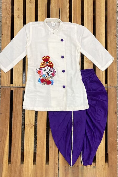 APRICOTKIDS Embroidered Kurta & Dhoti Pant Set 