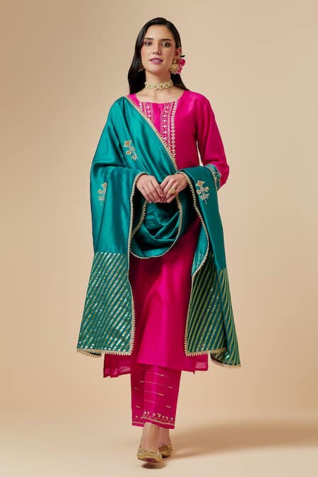 Anantaa by Roohi Silk Chanderi Embroidered Dupatta 