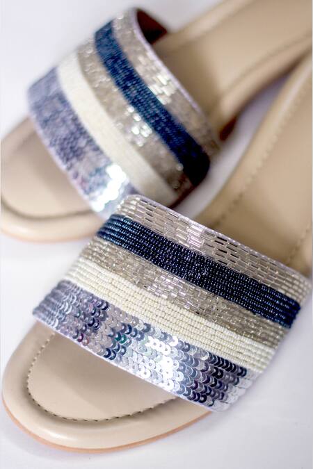 Shop_Soleart_White Embroidery Streak Block Heels_Online_at_Aza_Fashions