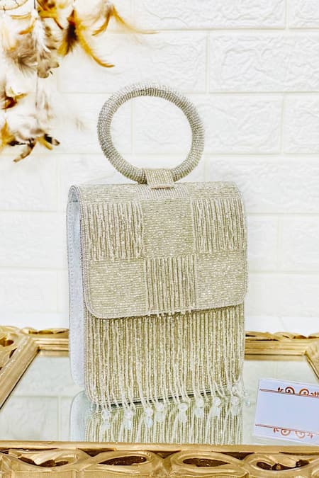 Embellished silver bag hot sale