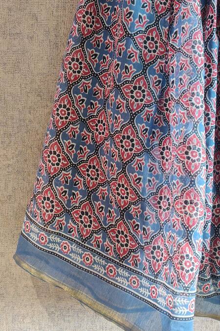 Little Secrets_Grey Cotton, Crepe Embroidery Off Shoulder Top And Printed Palazzo Set _at_Aza_Fashions
