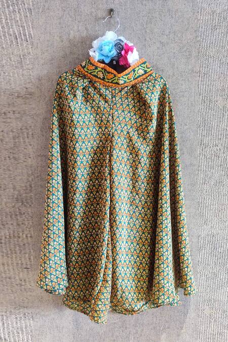 Little Secrets_Multi Color Crepe Fringe Printed Kurta And Sharara Set _Online_at_Aza_Fashions