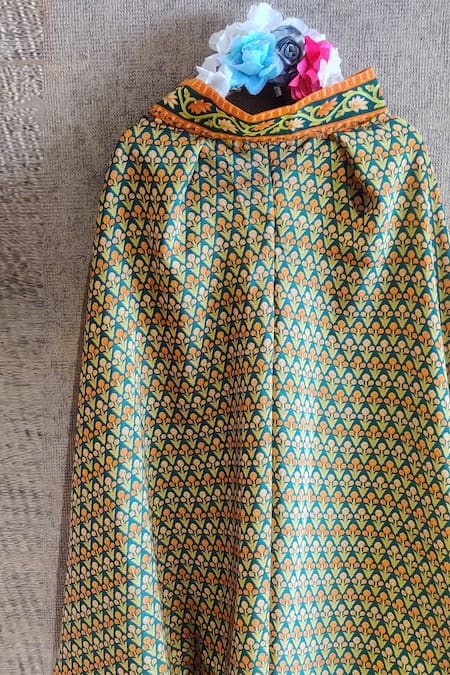 Shop_Little Secrets_Multi Color Crepe Fringe Printed Kurta And Sharara Set _Online_at_Aza_Fashions