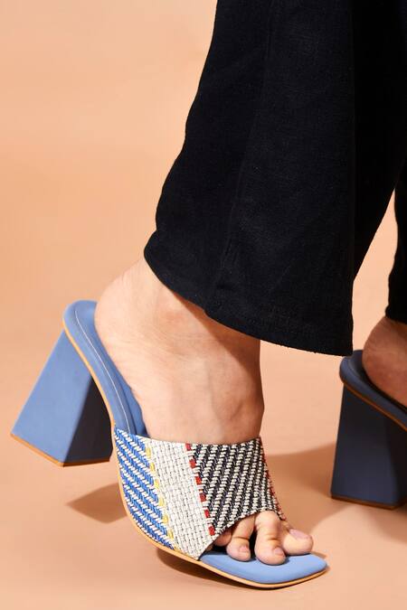 Shop Tiesta Blue Open Toe Block Heels Online at Aza Fashions Shop_Tiesta_Blue Open Toe Block Heels_Online_at_Aza_Fashions
