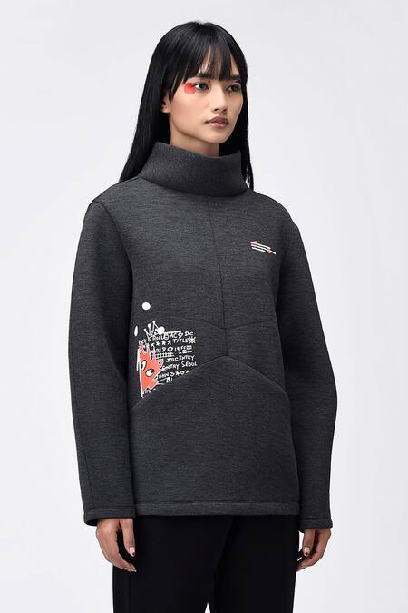 Buy Genes Lecoanet Hemant Grey Scuba Typography High Placement Print Sweatshirt Online at Aza Fashions Buy_Genes Lecoanet Hemant_Grey Scuba Typography High Placement Print Sweatshirt_Online_at_Aza_Fashions