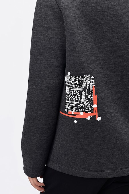Shop Genes Lecoanet Hemant Grey Scuba Typography High Placement Print Sweatshirt Online at Aza Fashions Shop_Genes Lecoanet Hemant_Grey Scuba Typography High Placement Print Sweatshirt_Online_at_Aza_Fashions