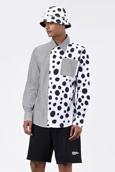 Genes Lecoanet Hemant Stripe & Polka Dot Print Shirt 