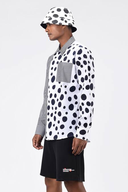 Buy Genes Lecoanet Hemant White Cotton Poplin Polka Dot, Stripes And Print Shirt Online at Aza Fashions Buy_Genes Lecoanet Hemant_White Cotton Poplin Polka Dot, Stripes And Print Shirt_Online_at_Aza_Fashions