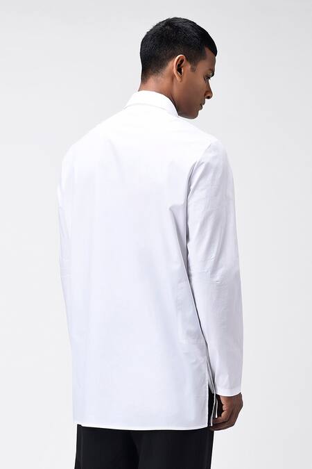 Shop Genes Lecoanet Hemant White Cotton Poplin Printed Typography Paris To Delhi Kurta at Aza Fashions Shop_Genes Lecoanet Hemant_White Cotton Poplin Printed Typography Paris To Delhi Kurta _at_Aza_Fashions