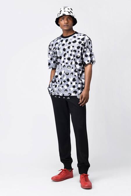 Genes Lecoanet Hemant_White Tulle, Cotton Jersey Polka Dot Layered T-shirt_Online_at_Aza_Fashions