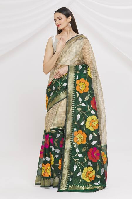 Light Mauve Colour Printed Tussar Silk Saree.