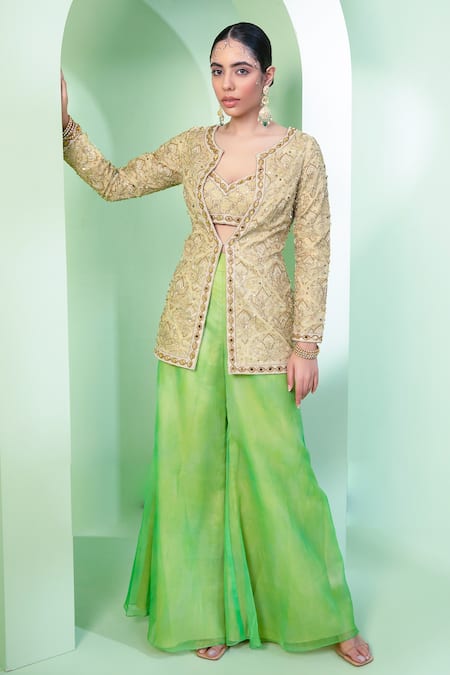 Laxmishriali Embroidered Jacket & Flared Pant Set 