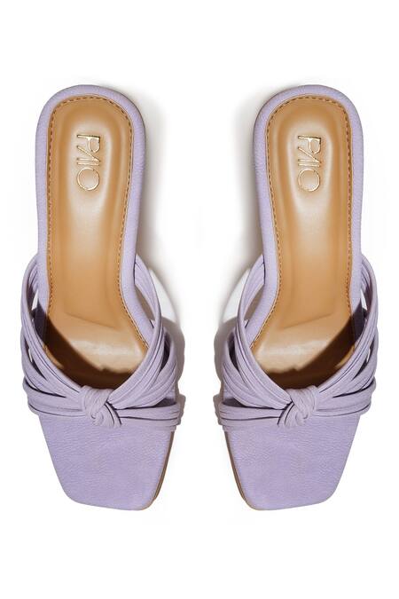 Shop Paio Purple Delphi Knotted Block Heels at Aza Fashions Shop_Paio_Purple Delphi Knotted Block Heels_at_Aza_Fashions