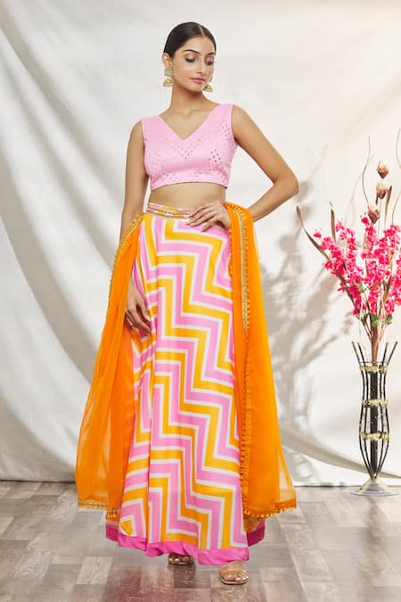 Samyukta Singhania Chevron Print Lehenga Set 