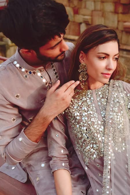 Shop Abhinav Mishra Purple Dupatta Net, Sharara Chanderi Mirror, Zari Round Embroidered Kurta Set Online at Aza Fashions Shop_Abhinav Mishra_Purple Dupatta Net, Sharara Chanderi Mirror, Zari Round Embroidered Kurta Set_Online_at_Aza_Fashions