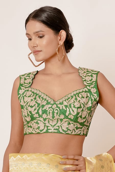 Buy Aharin India Yellow Pure Silk Banarasi Lining Cotton And Shantoon Stripes & Saree With Blouse Online at Aza Fashions Buy_Aharin India_Yellow Pure Silk Banarasi Lining Cotton And Shantoon Stripes & Saree With Blouse _Online_at_Aza_Fashions