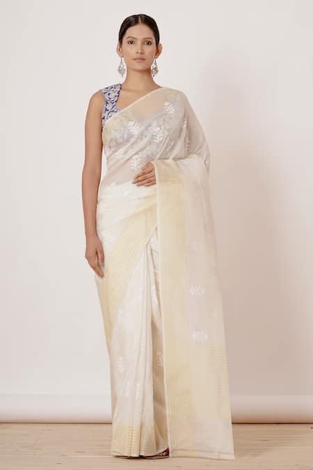 AHARIN INDIA Pure Jamdani Saree With Blouse 