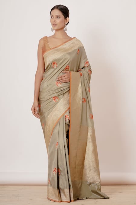 AHARIN INDIA Pure Banarasi Silk Saree With Blouse 