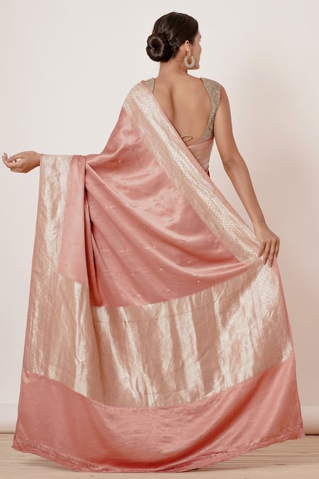 Aharin India Woven Saree With Emboridered Blouse 