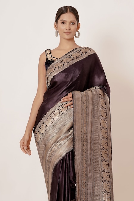 Shaded Brown Embellished Border Saree With Blouse 4384SR12