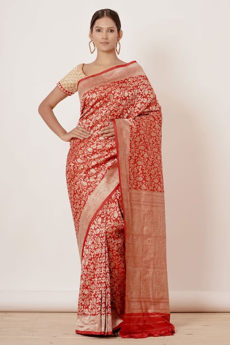 AHARIN INDIA Banarasi Silk Saree With Blouse 